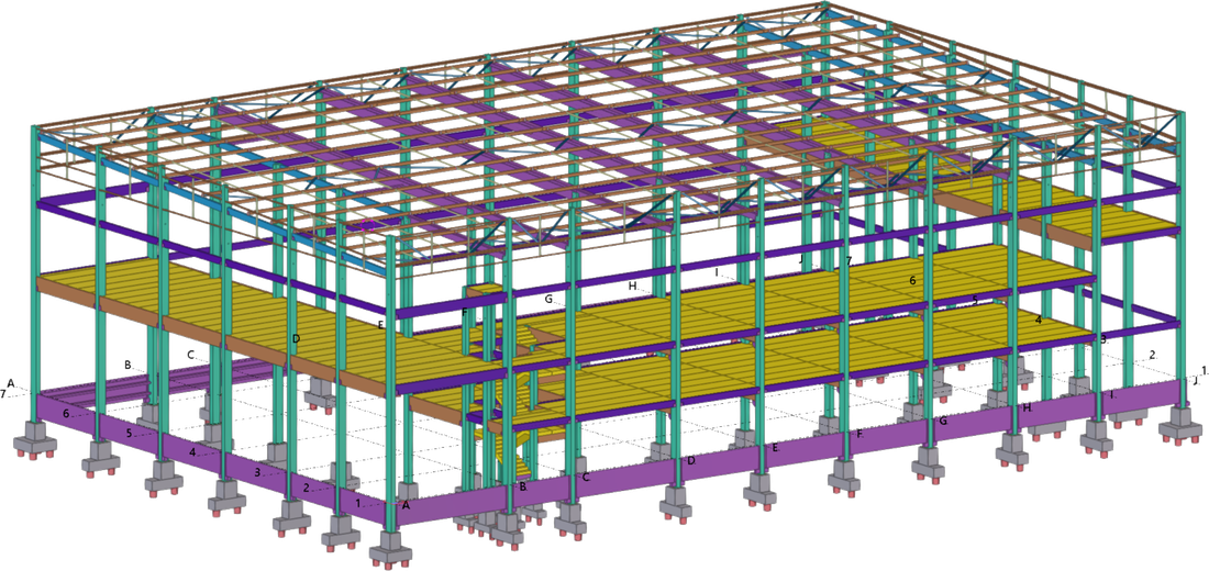 Modelo 3D de unidade fabril desenvolvido em Tekla Structures